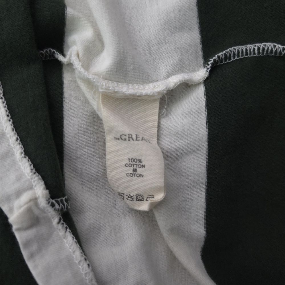 The Great. Striped Green and Cream Striped Crew T-Shirt - Picture 4 of 6